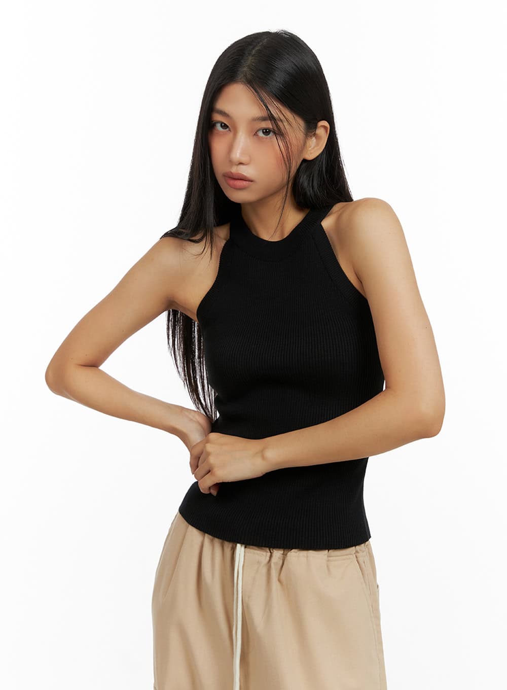 Solid Halter Neck Tank Top IU412