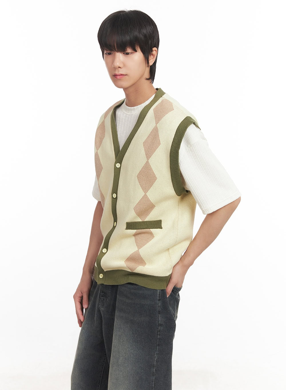 Men's Argyle V-Neck Sweater Vest IA511