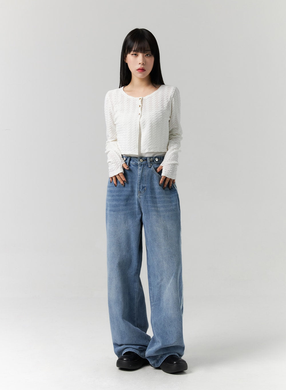 Side Stripes Wide Leg Jeans CS314