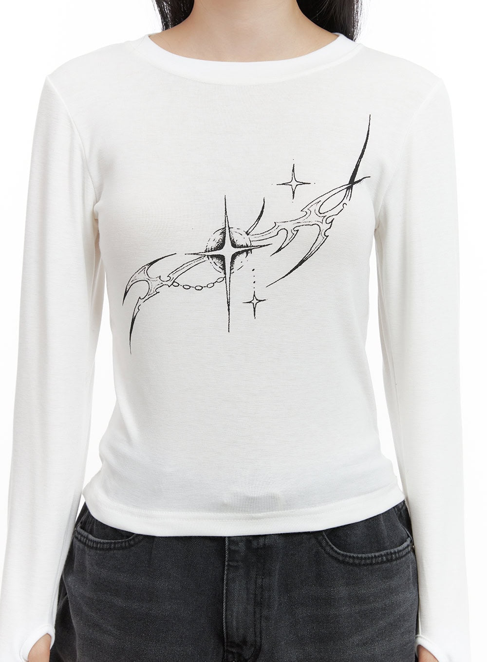 Acubi Graphic Print Long Sleeve Top CG421