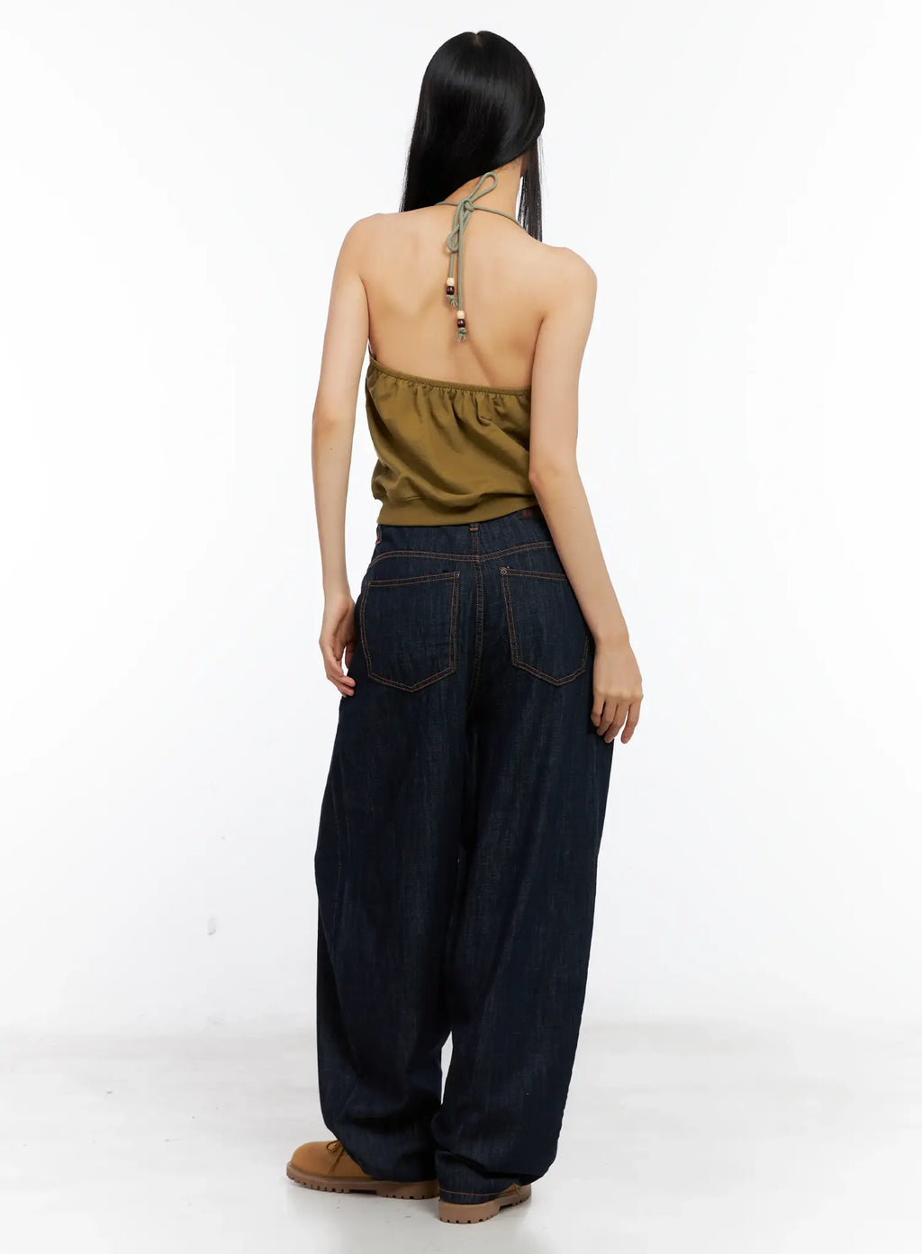 Knit Zip-Up Halter Top CL529