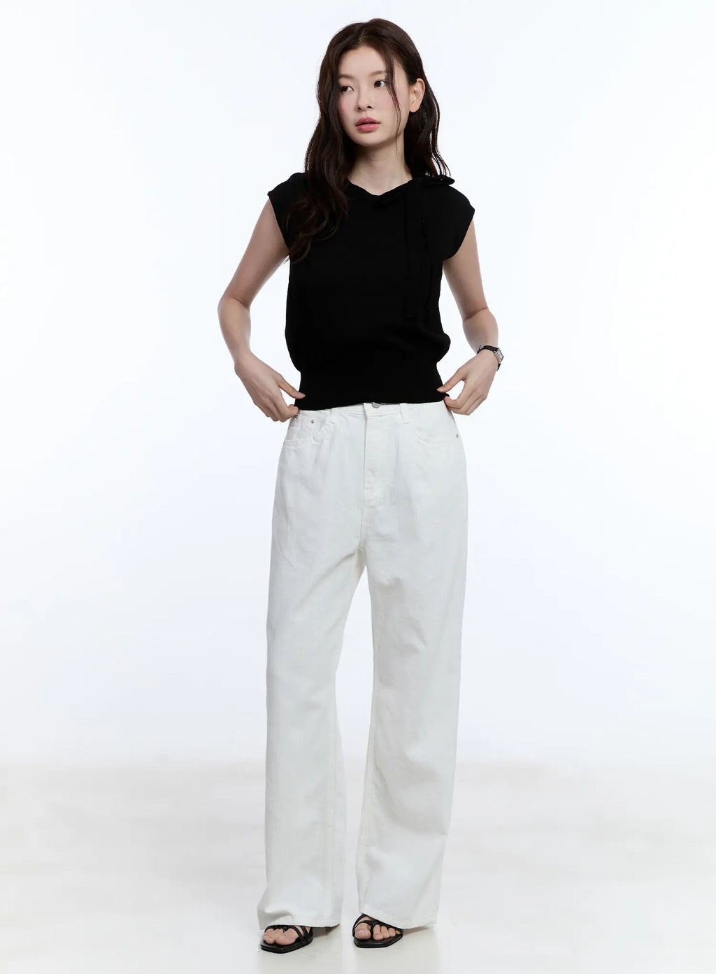 Ribbon Sleeveless Sweater CU513