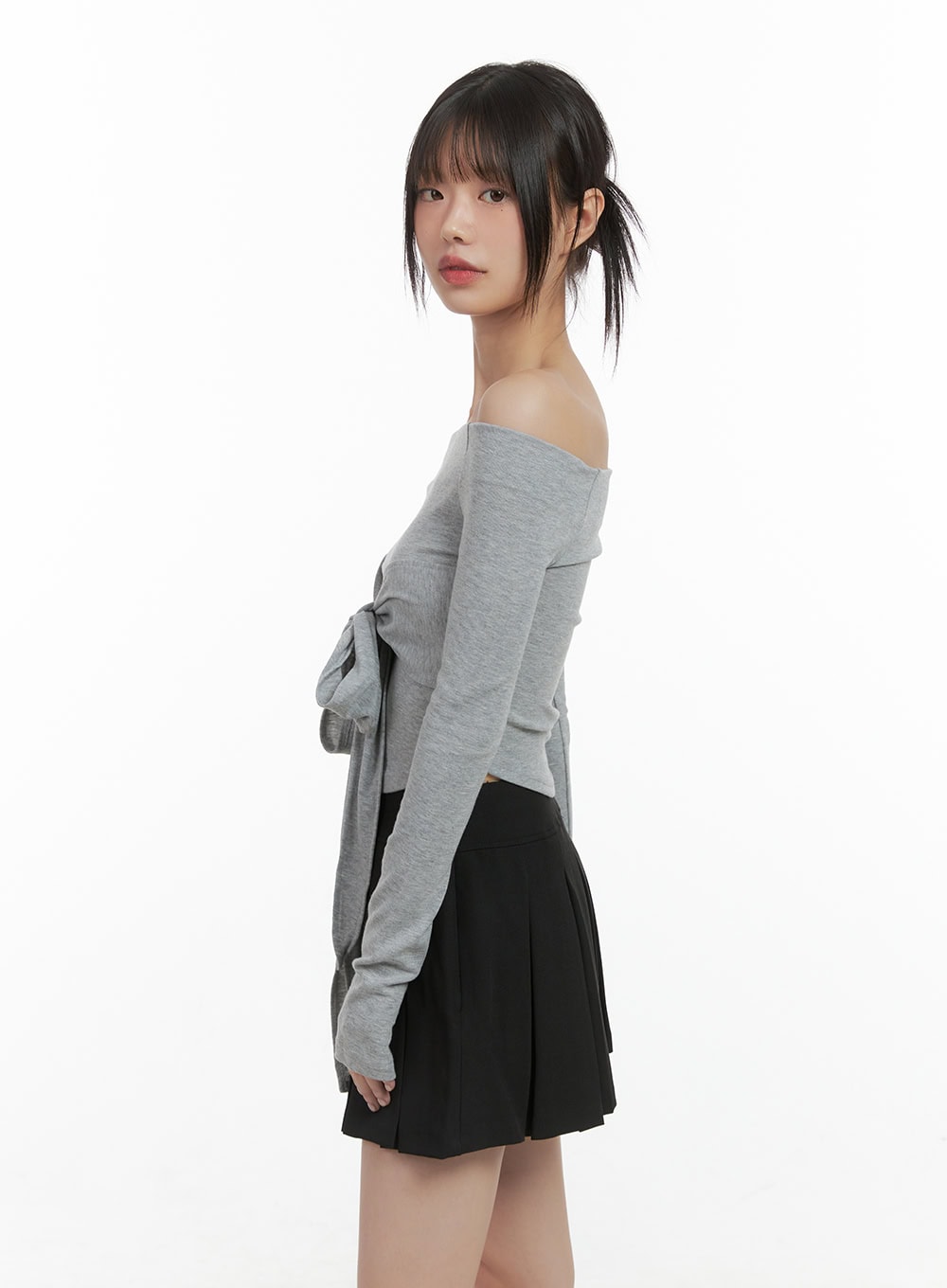 Ribbon-Tie Off Shoulder Crop Top CS412