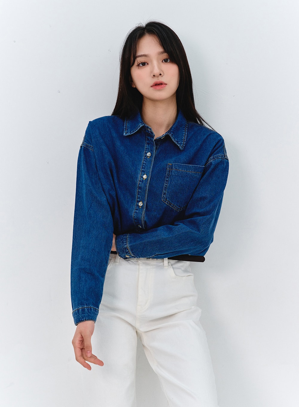 Washed Long Sleeve Denim Shirt OO316
