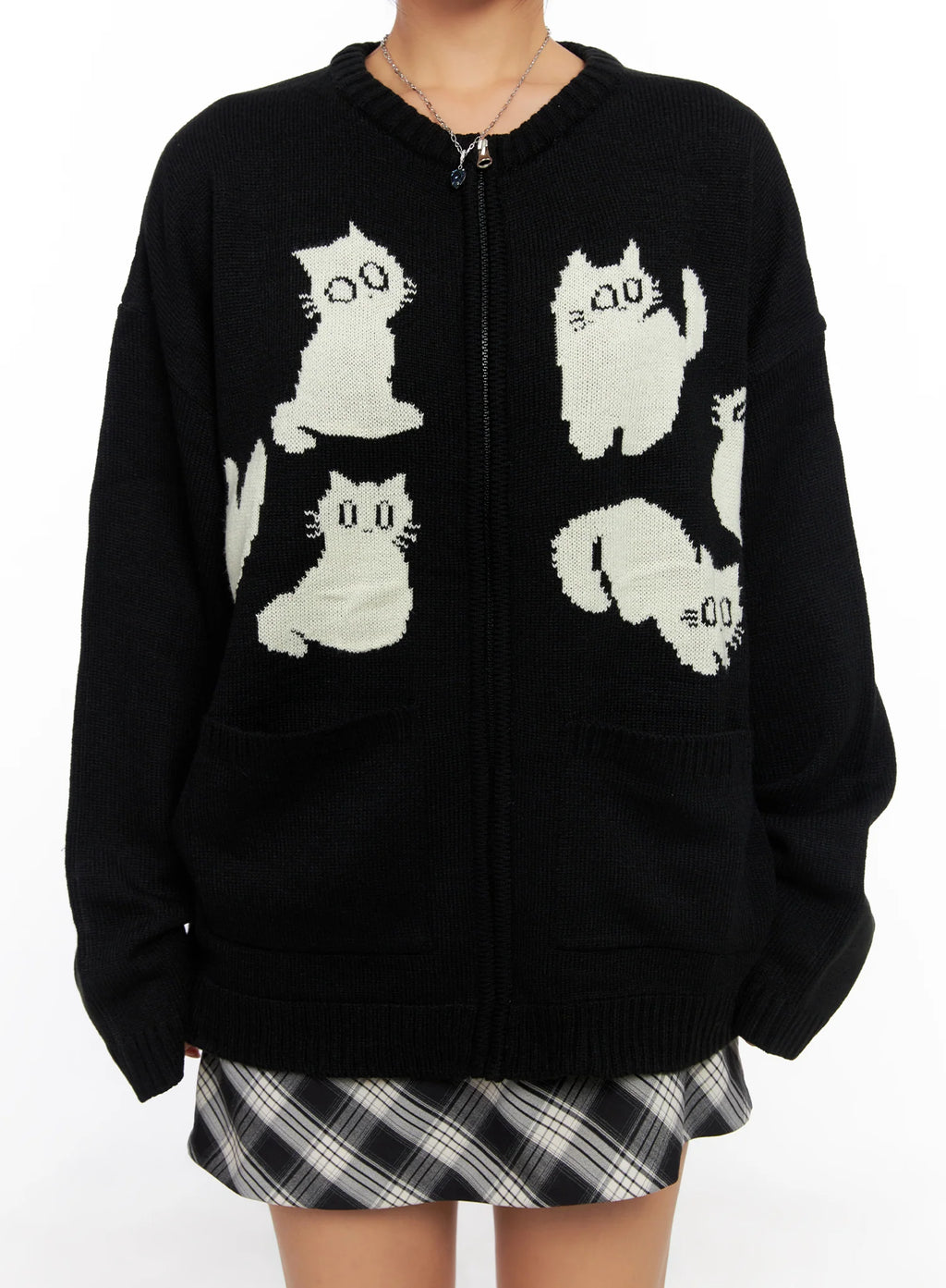 Oversized Graphic Zip-up Sweater CO515