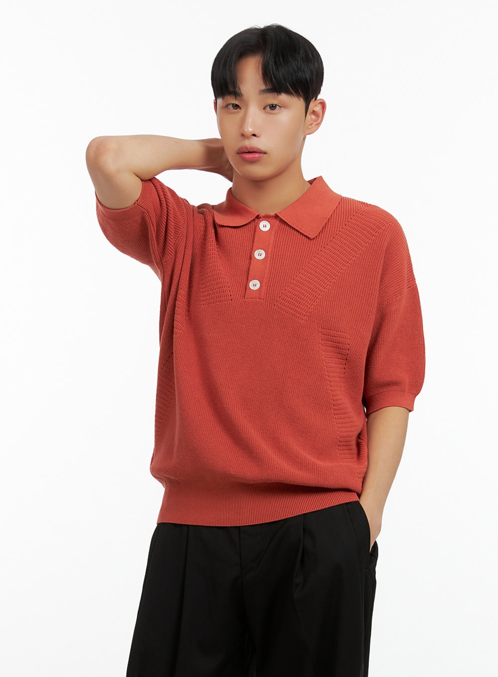 Men's Cotton Collar Buttoned T-Shirt IU414
