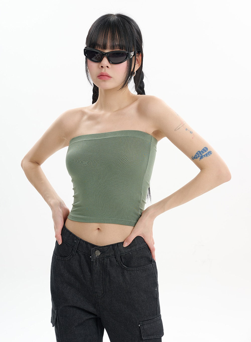 Hollow Out Shrug and Solid Tube Top IF413