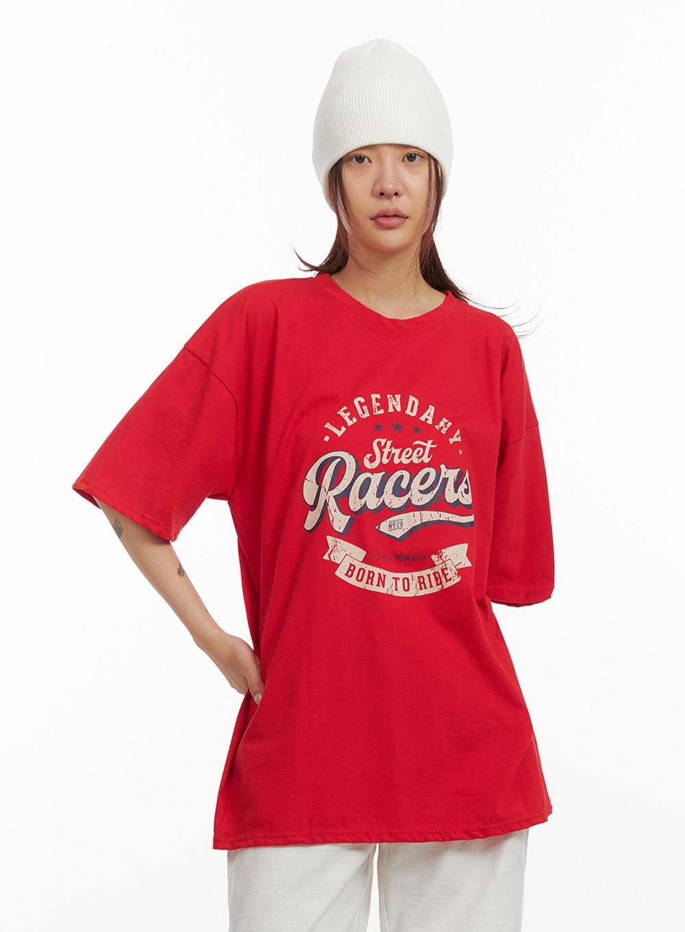 Oversize Graphic Lettering Tee IY410