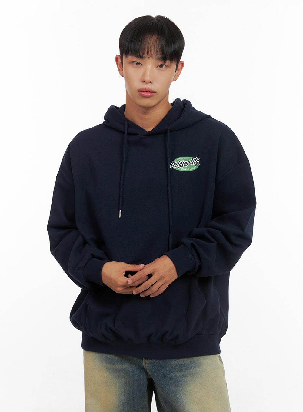 Men's Graphic Hooded Sweatshirt (Dark blue) IS420