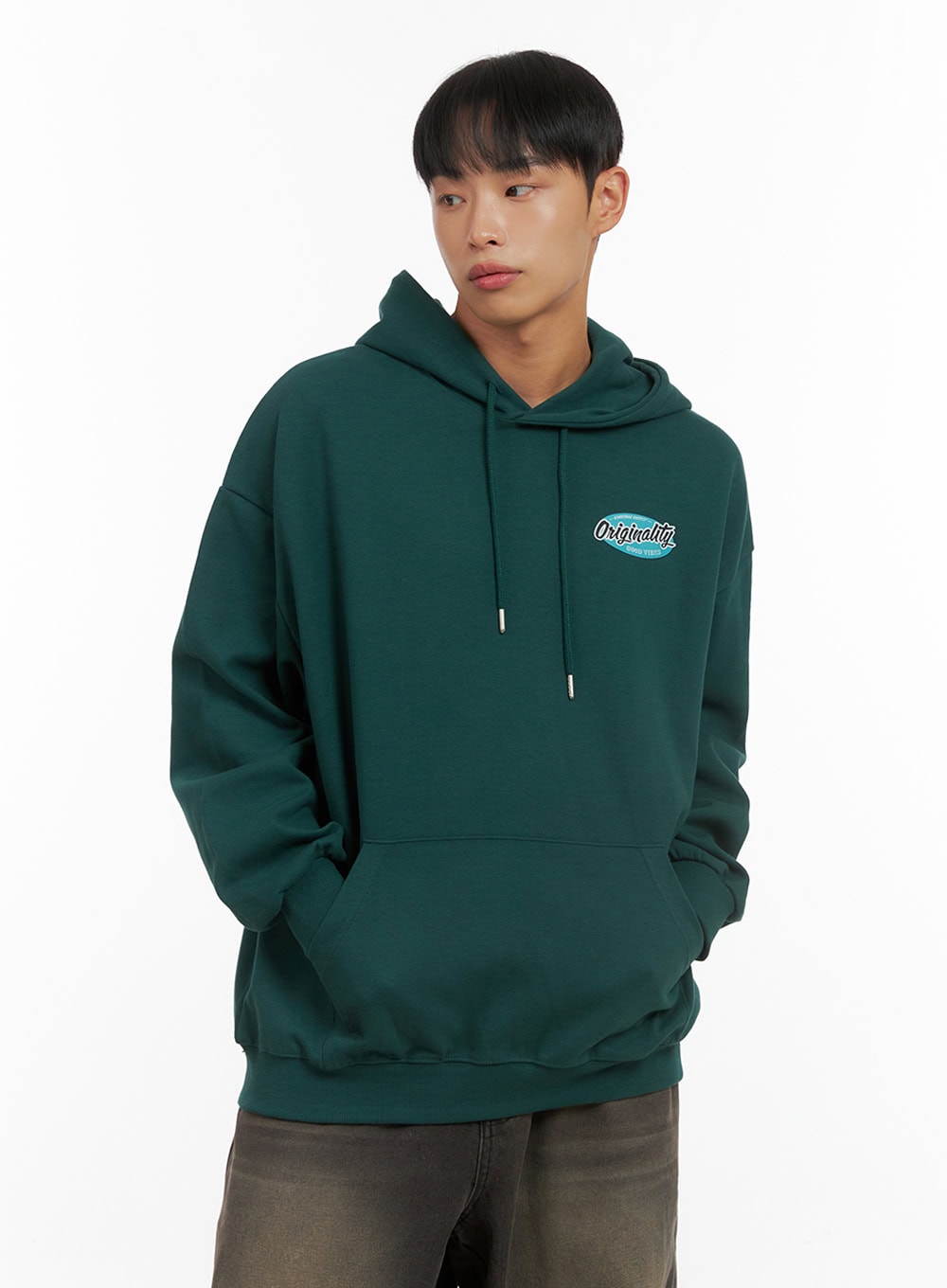 Men's Graphic Hooded Sweatshirt (Dark green) IS420