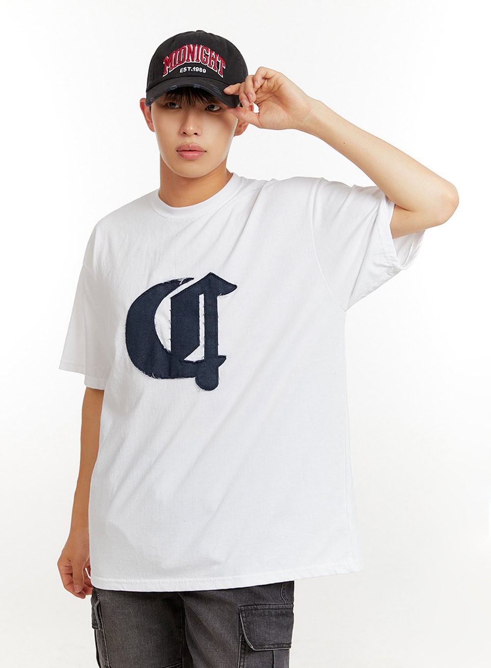 Men's Patchwork Graphic Cotton T-Shirt IU427