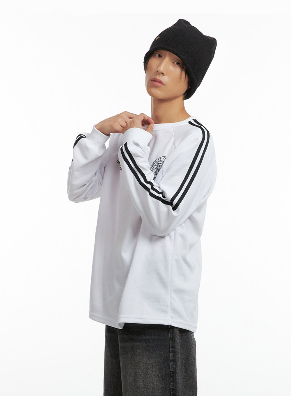 Men's Striped Logo Shirt IO417