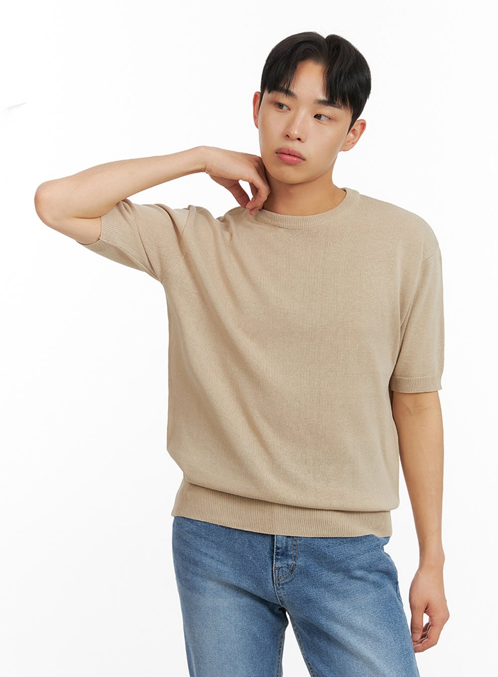 Men's Round Neck Knit T-Shirt IU412