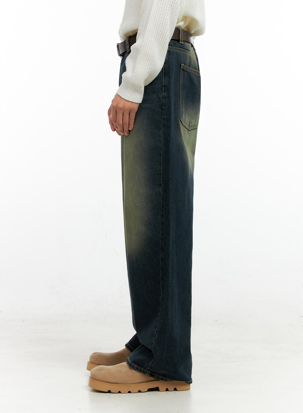 Men's Vintage Wash Wide-Leg Jeans IN411