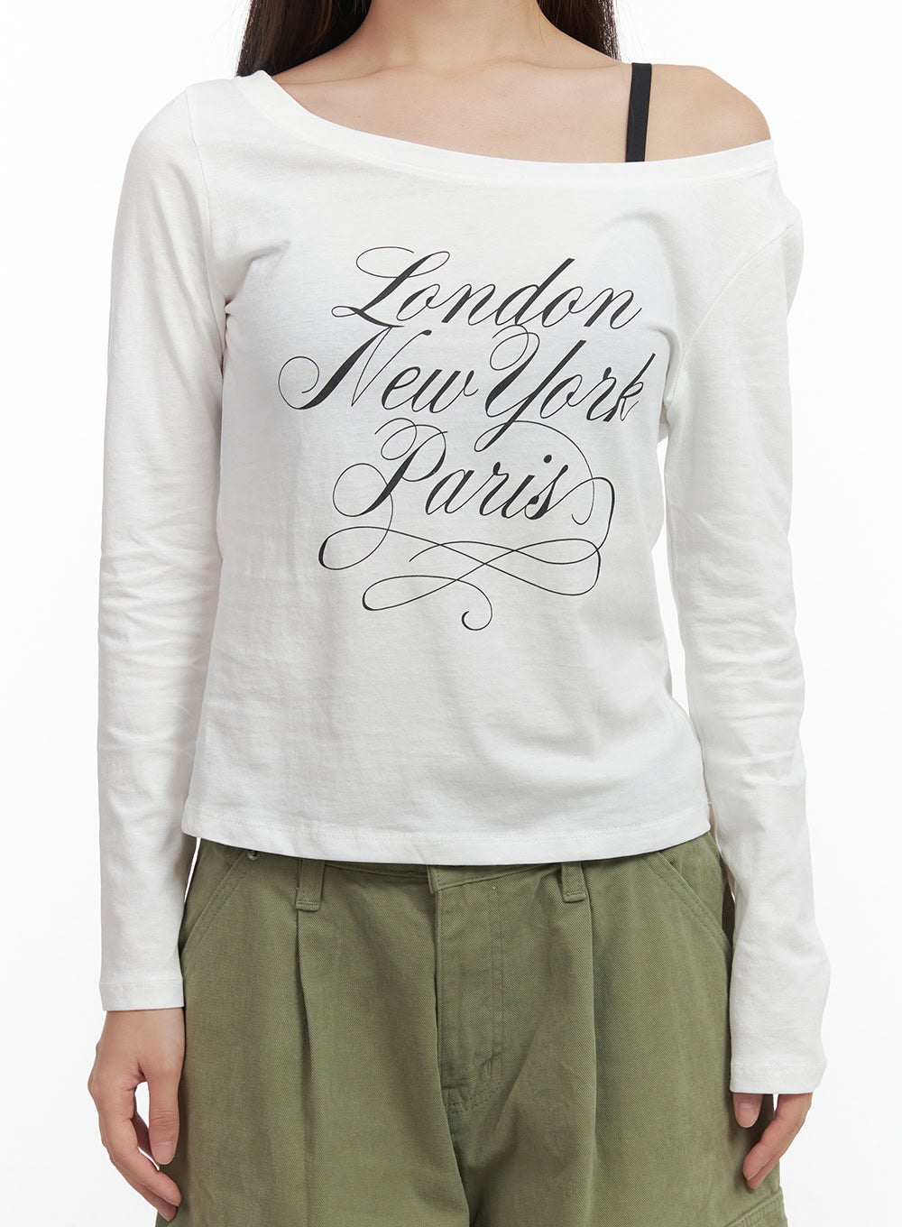 Comfy Lettering Off Shoulder Top CO417