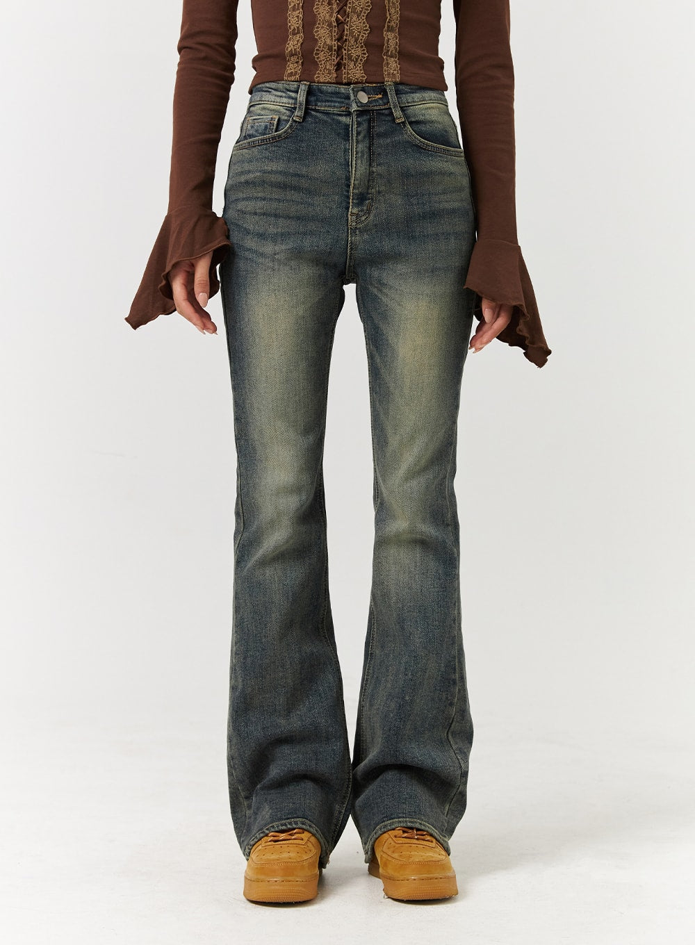 Denim Mid-Waist Flared Jeans CD322