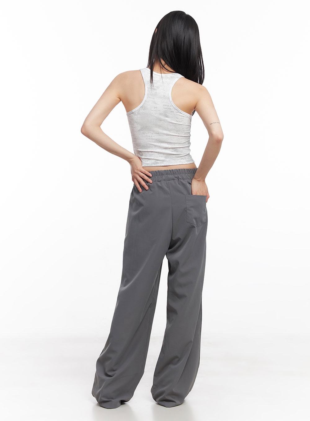 Wide-Fit Pintuck Nylon Trousers CY512