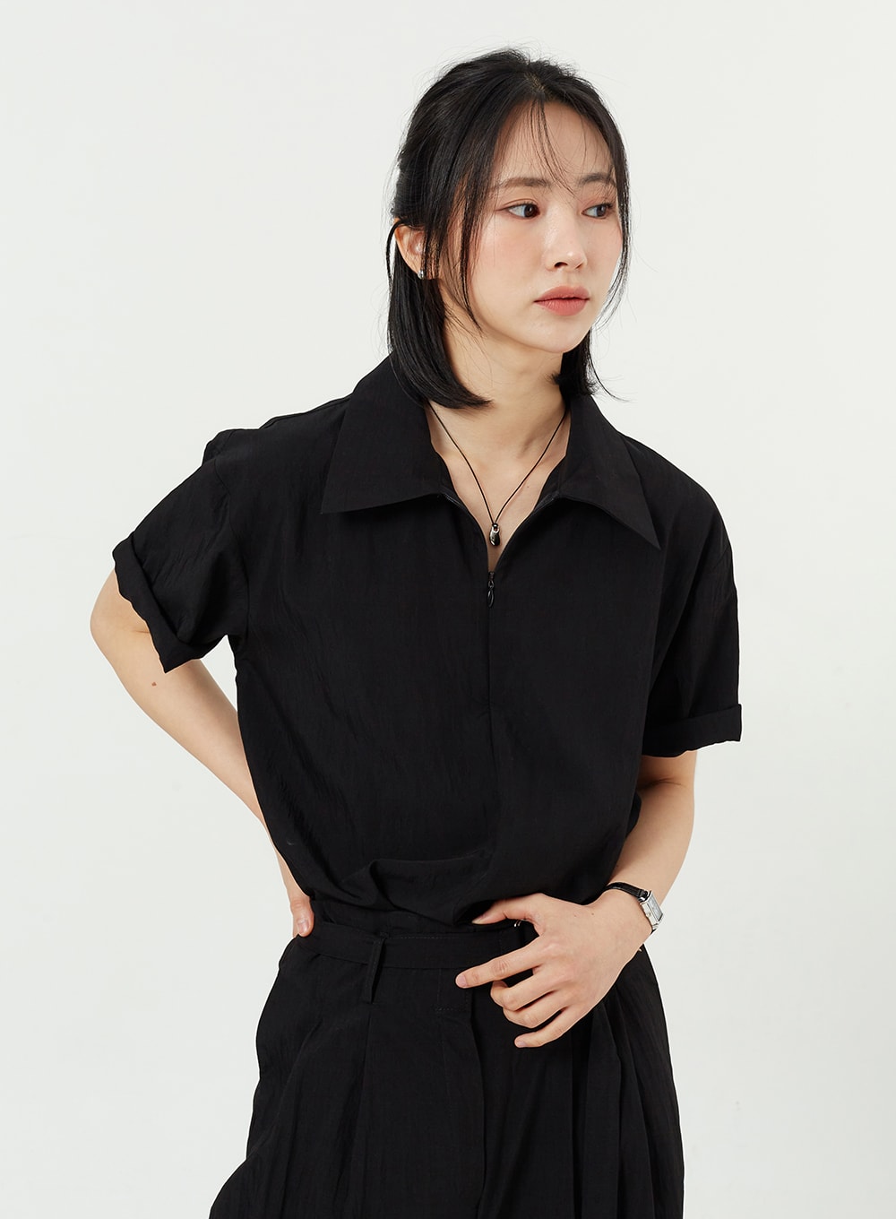 Half Zip-Up Polo Shirt OM309