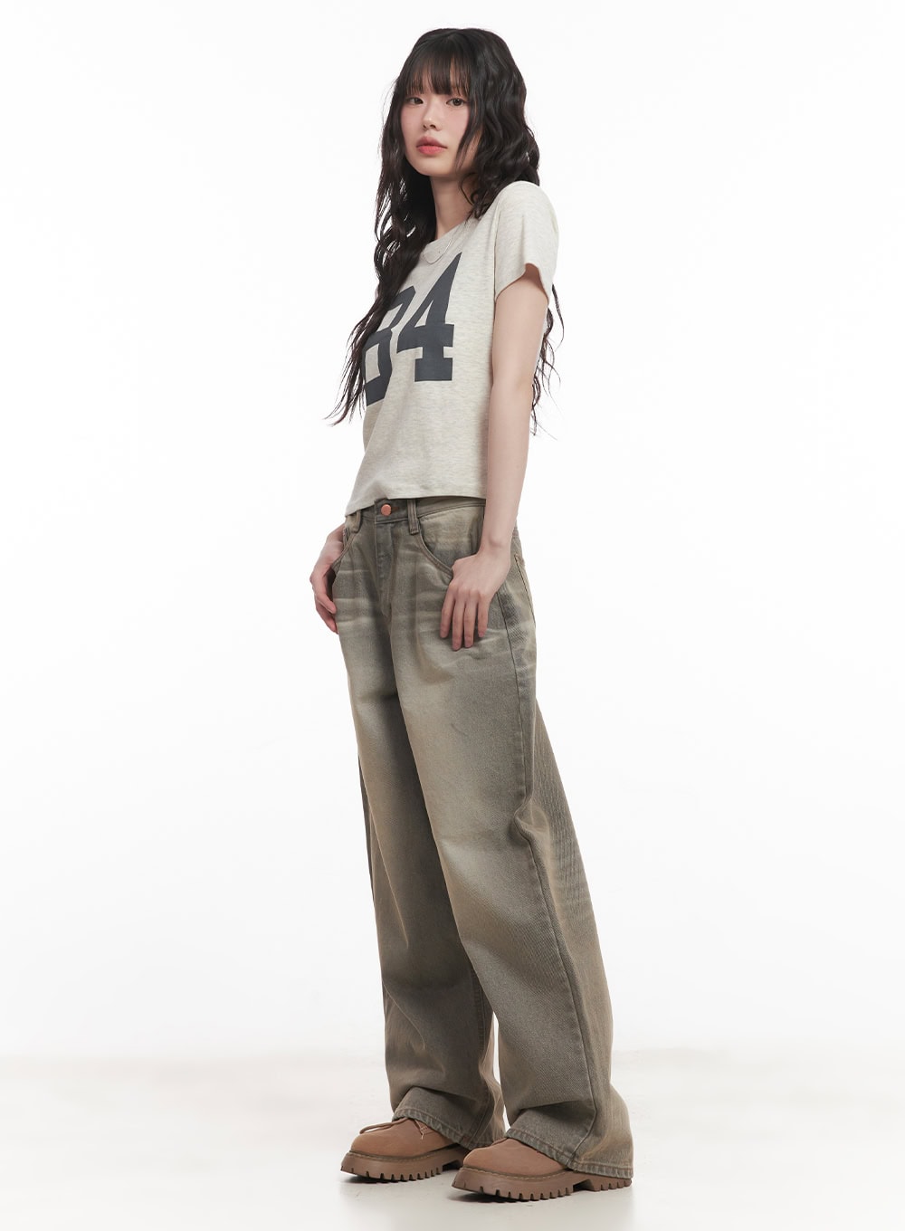 Joey Washed Wide-Leg Jeans CM528