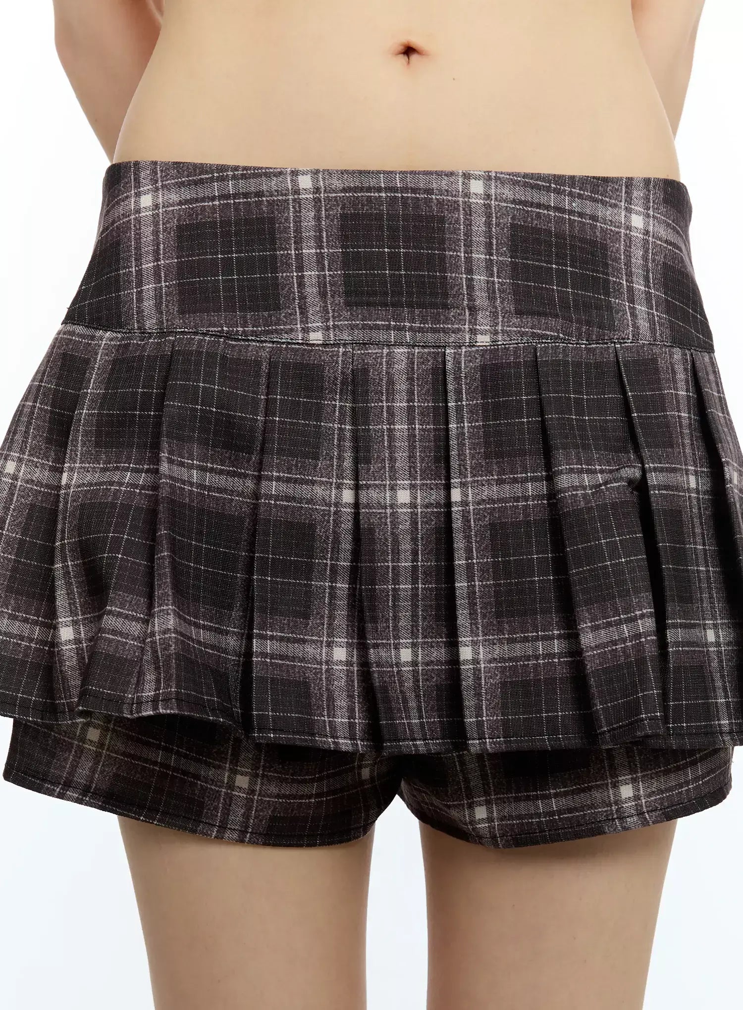 Plaid Pleated Mini Skirt IU524