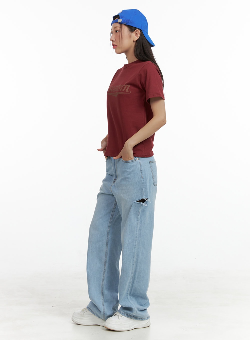 Cut-Out Wide Leg Jeans OL408