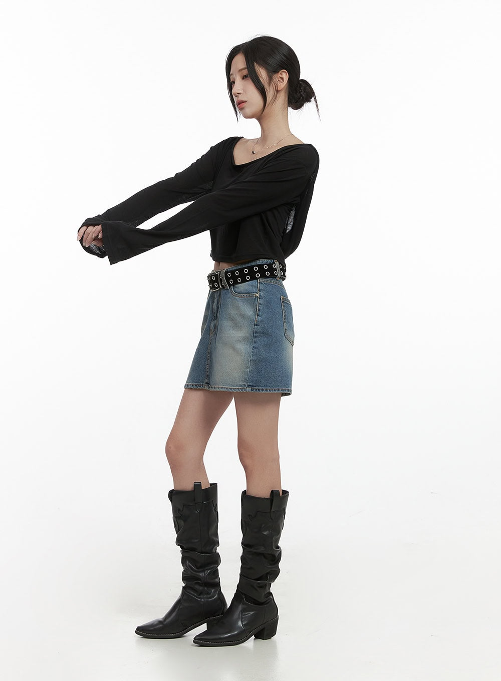 Classic Washed Denim Mini Skirt CS430