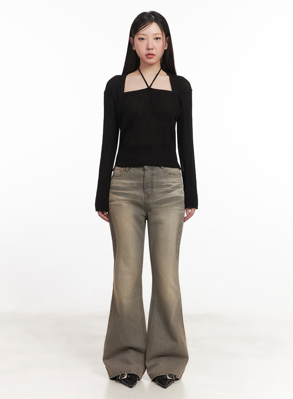 Sherry Washed Slim-Fit Bootcut Jeans IM528