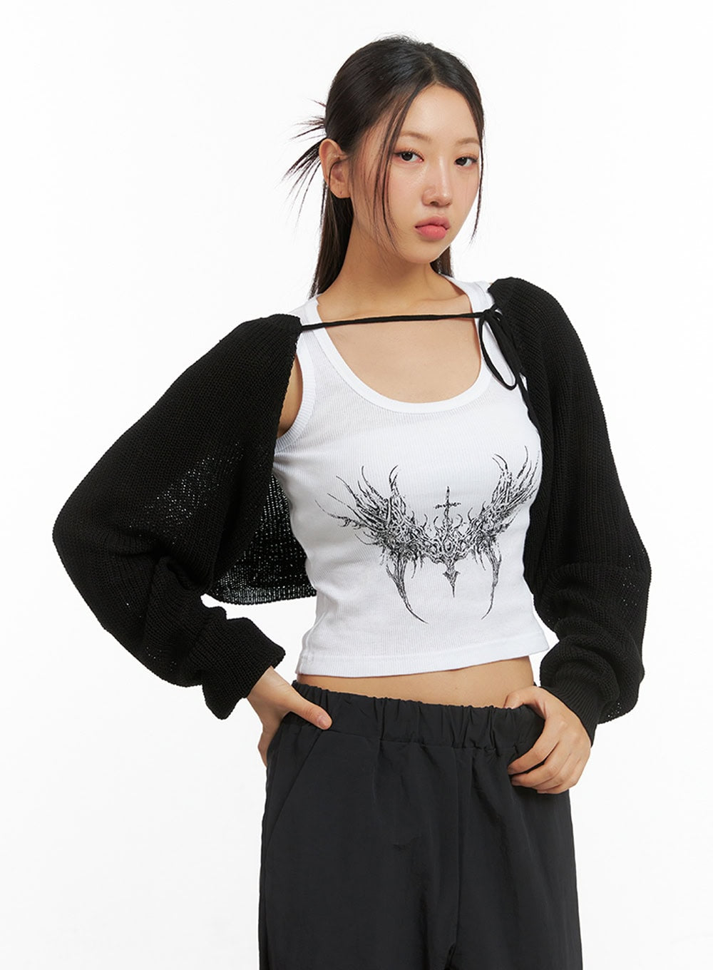 Mesh Bolero Strap Cardigan IS402