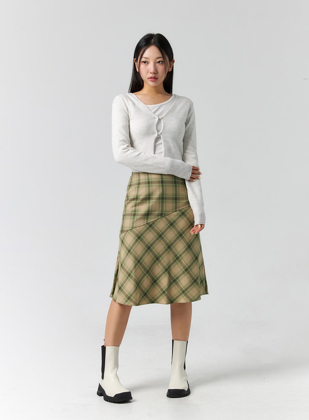 Checkered Midi Skirt CS308