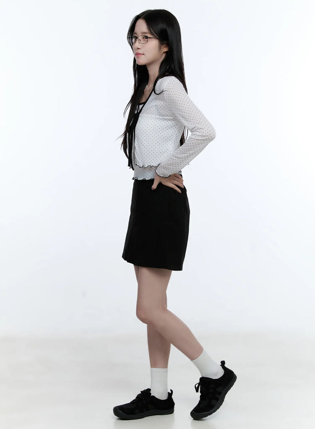 Sheer Polka-Dot Cami and Cardigan Set CG513