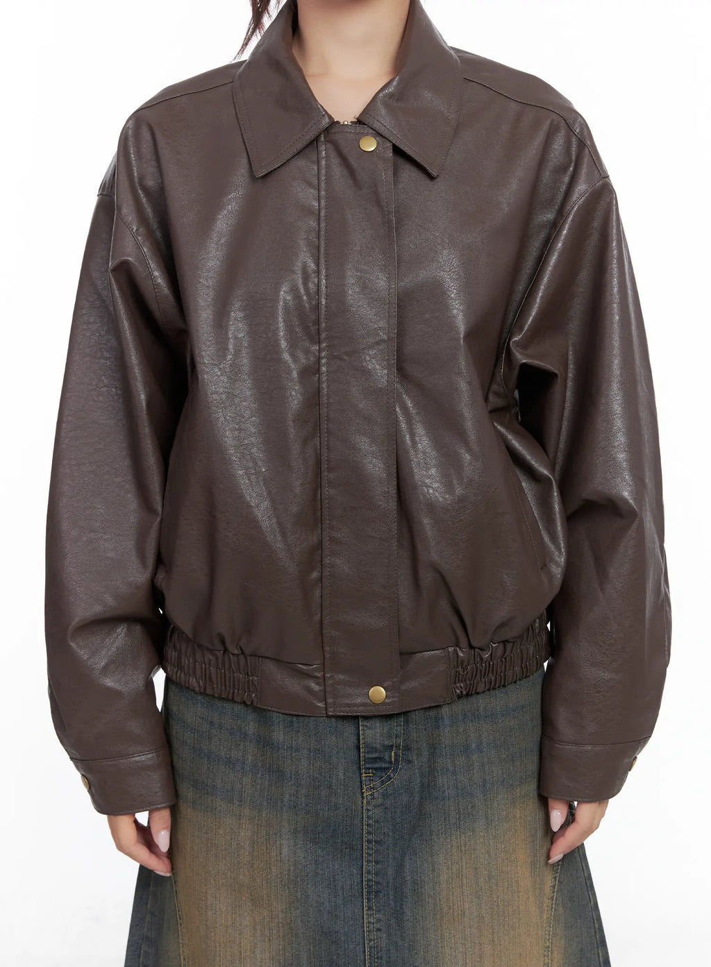 Oversized Vegan Leather Blouson Jacket CS503
