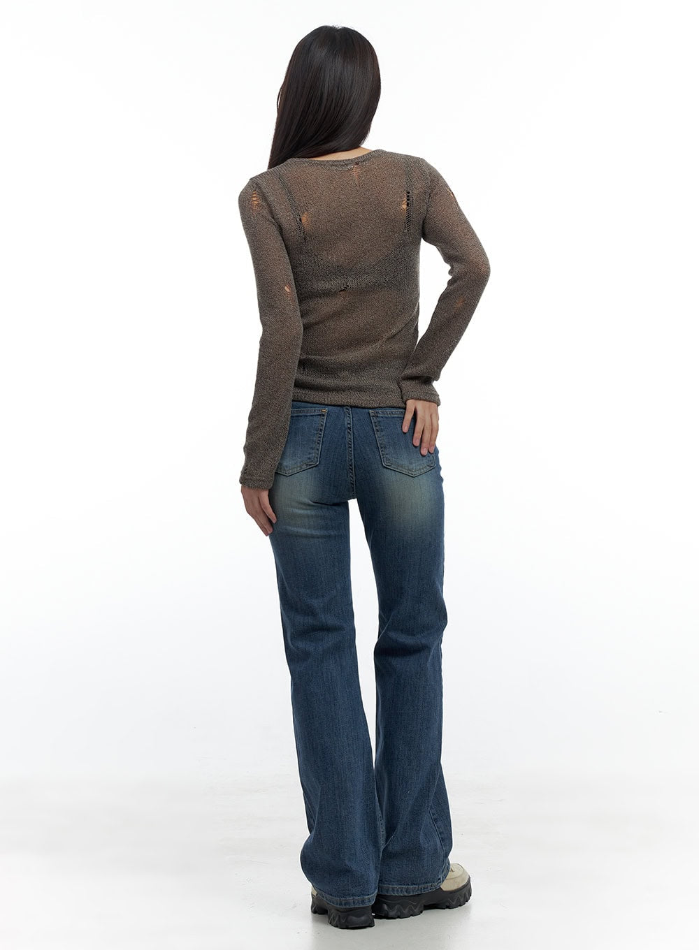 Kara Sleek Fit Washed Bootcut Cotton Jeans CS425