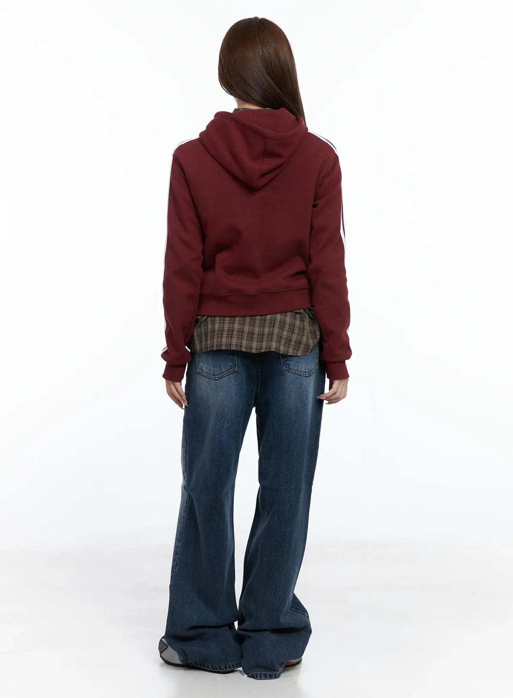 Striped Sleeve Crop Hoodie CS501