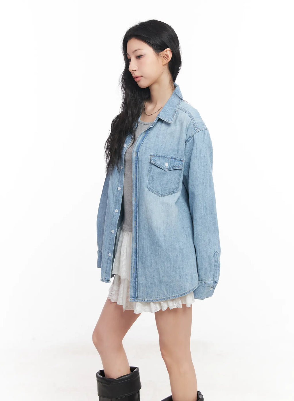 Loose-Fit Denim Collared Shirt CU510