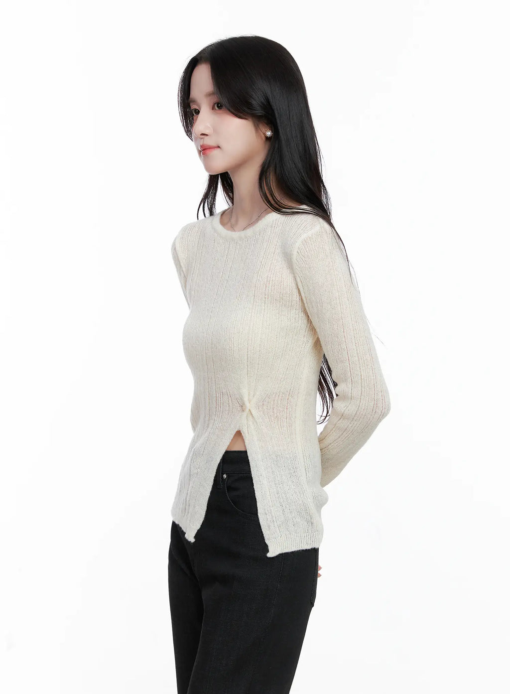 Side Cut Slim Long Sleeve top CS523