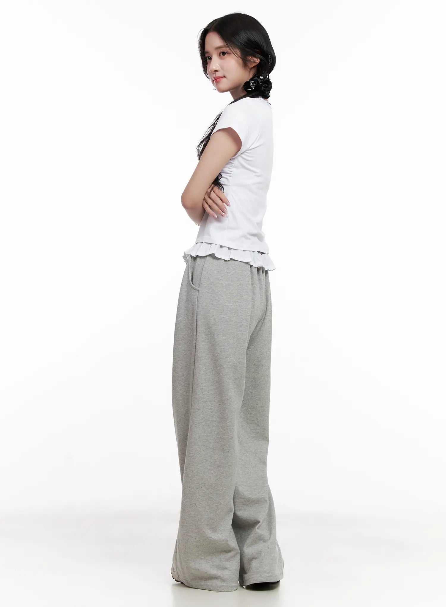 Ruffle Wide-Leg Sweatpants CL516