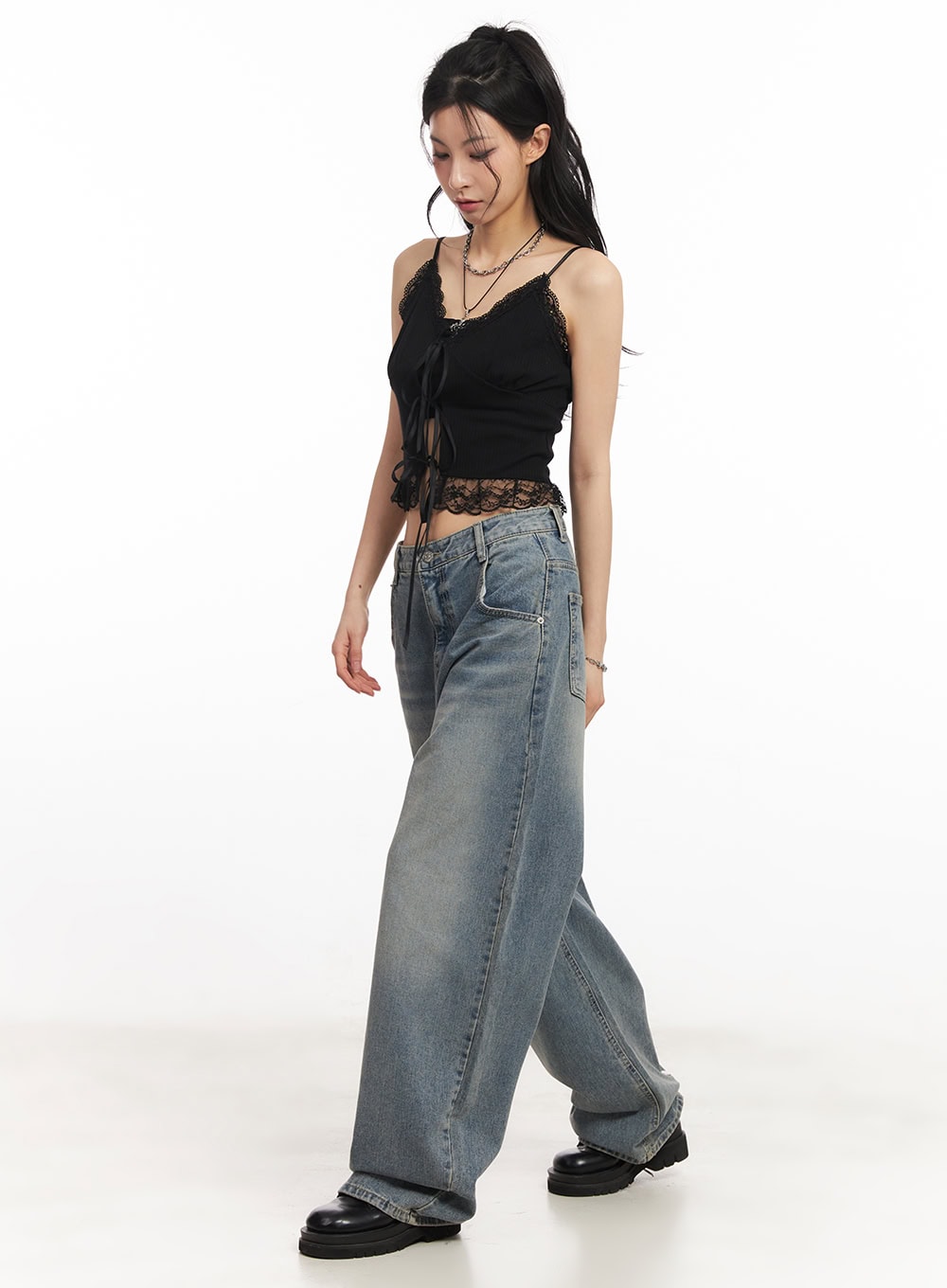 Ginny Washed Wide-Leg Jeans CA514