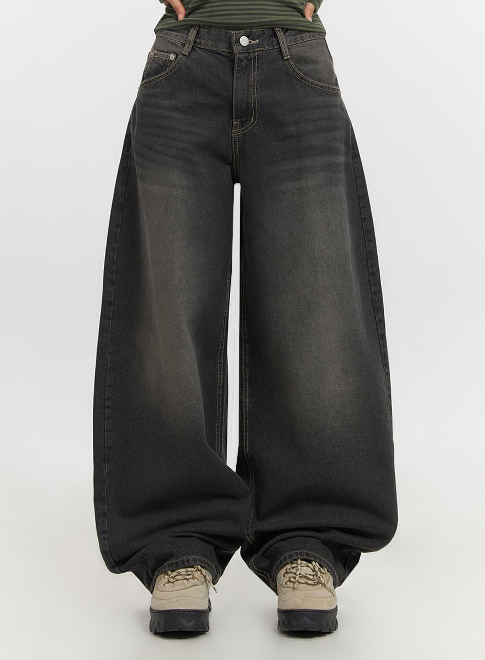 Skyla Washed Wide-Leg Baggy Jeans IF511