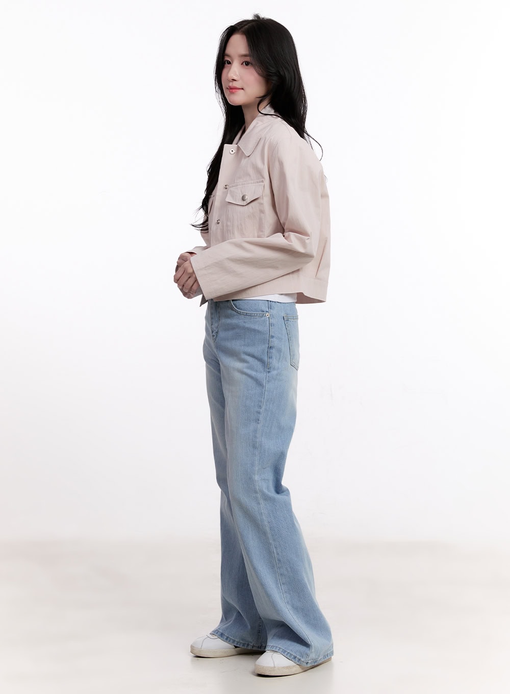 Cropped Buttoned Collared Jacket CM526