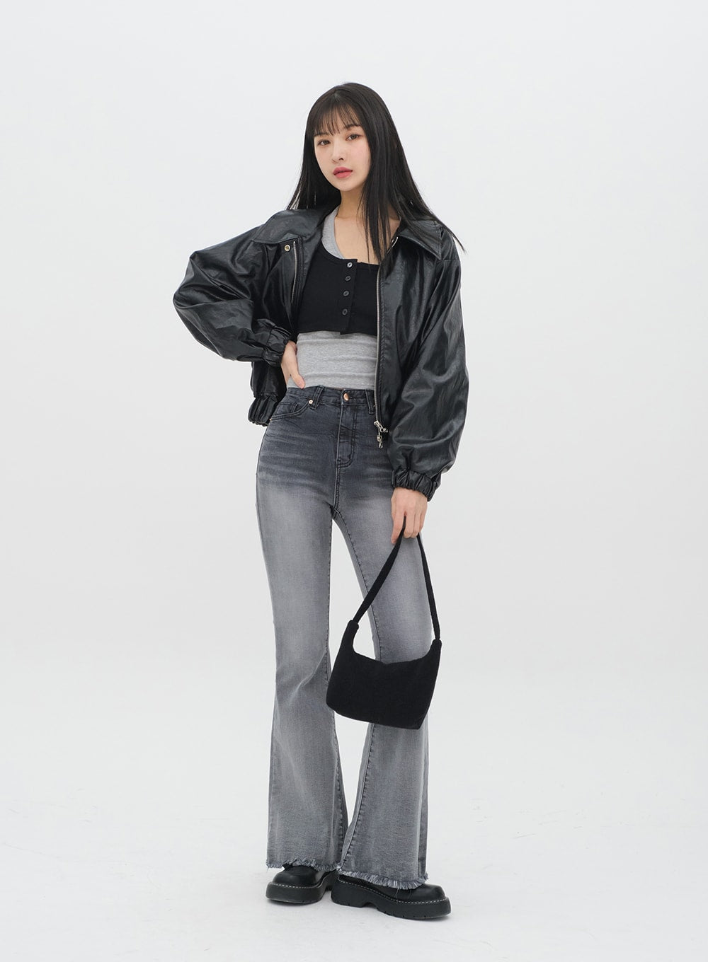 Faux Leather Crop Jacket J19