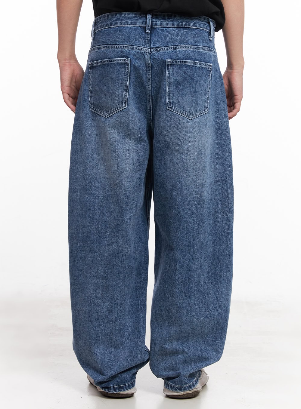 Men's Dark Washed Wide-Leg Jeans (Blue) IY520