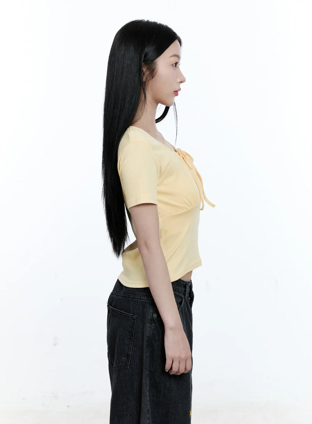 Ruched Ribbon Cropped Tee CG507