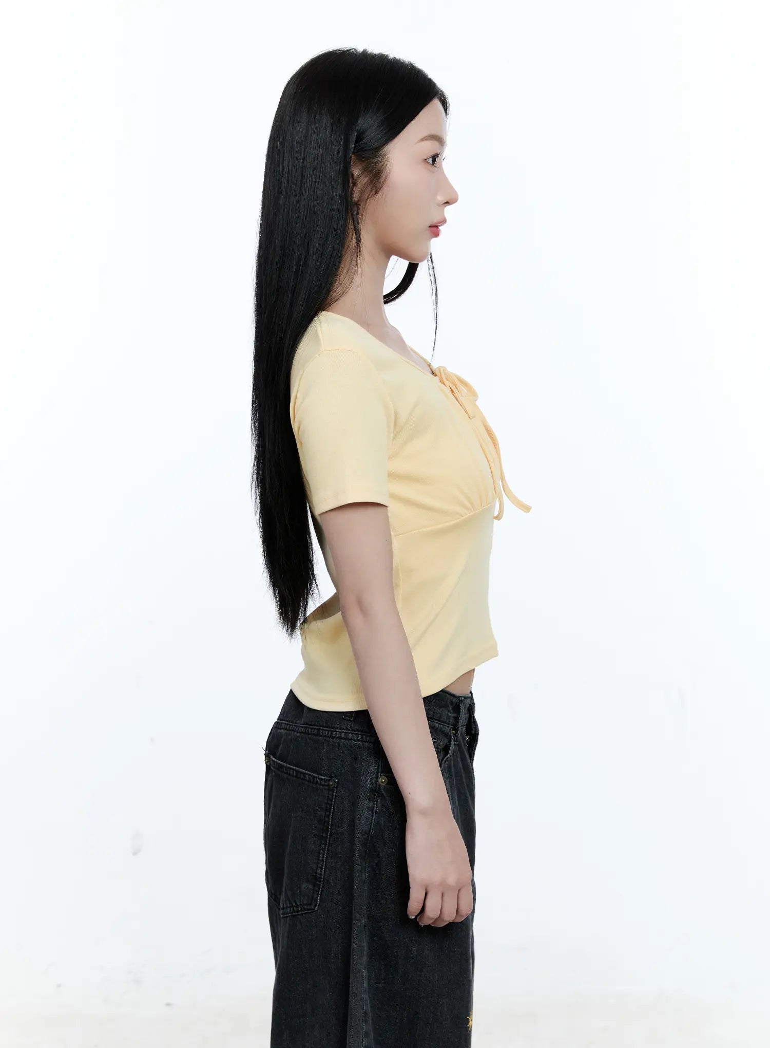 Ruched Ribbon Cropped Tee CG507