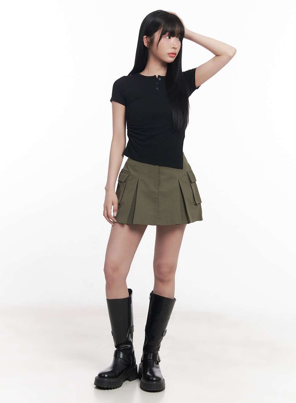Asymmetric Buttoned Crop Top CY527