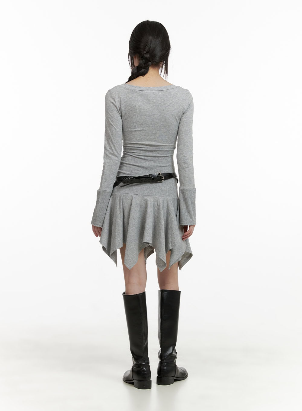 Scoop Neck Buttoned Mini Dress CY428