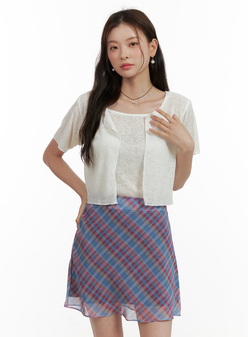 Solid Summer Top and Cardigan OU413