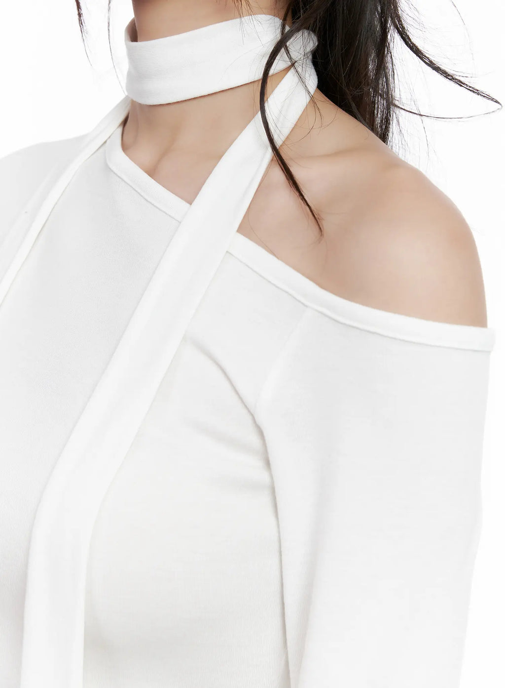 Off Shoulder Scarf Long Sleeve Top CG519