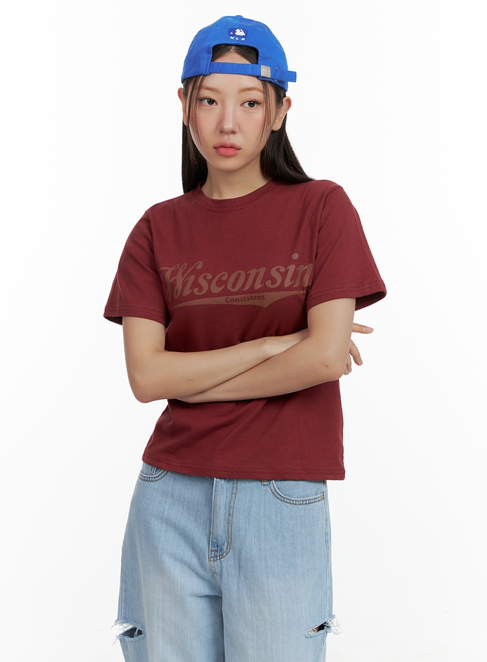 Graphic Short Sleeve Letter Top OL408