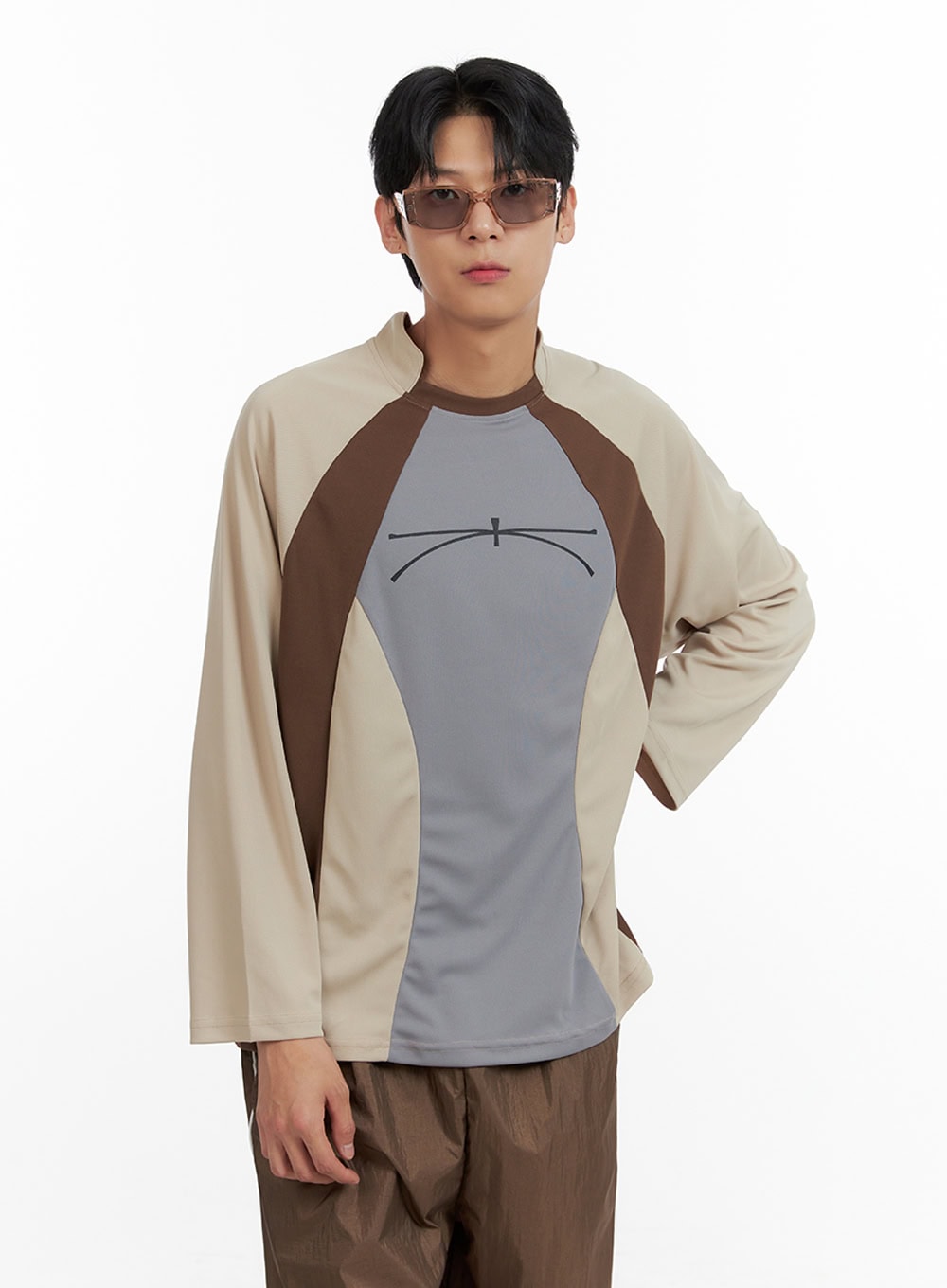 Men's Nylon Raglan Graphic Long Sleeve IL403