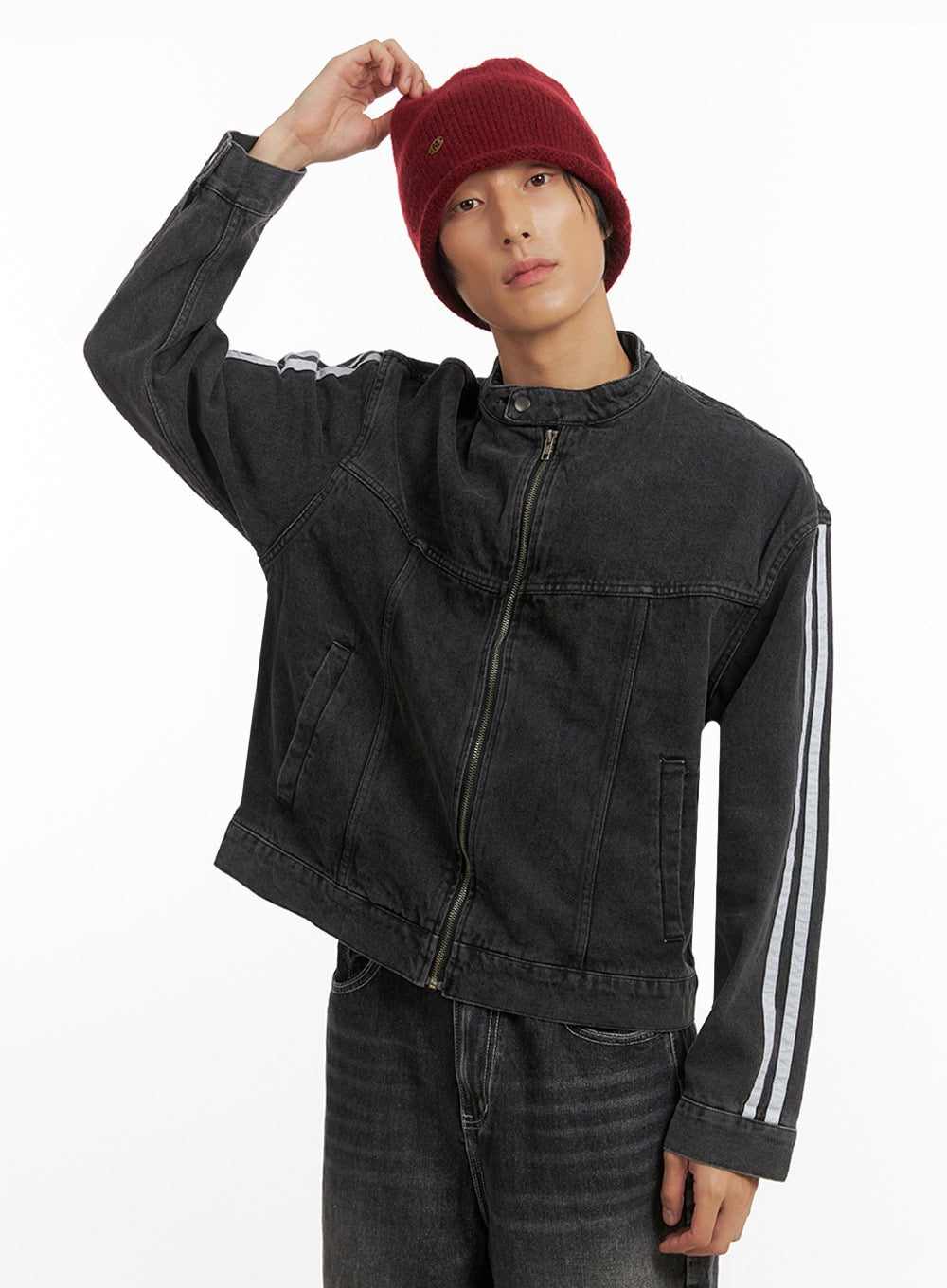 Men's Striped Button Denim Jacket IO417